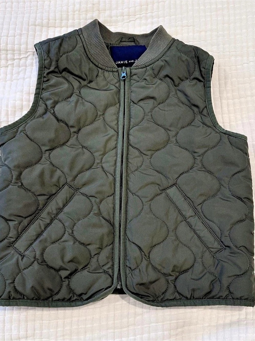 Janie and Jack The Quilted Bomber Vest Green Boys